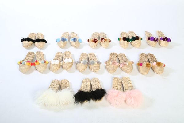 Folk Fortune taupe and plum pom pom slippers Folk Fortune taupe and plum pom pom slippers
