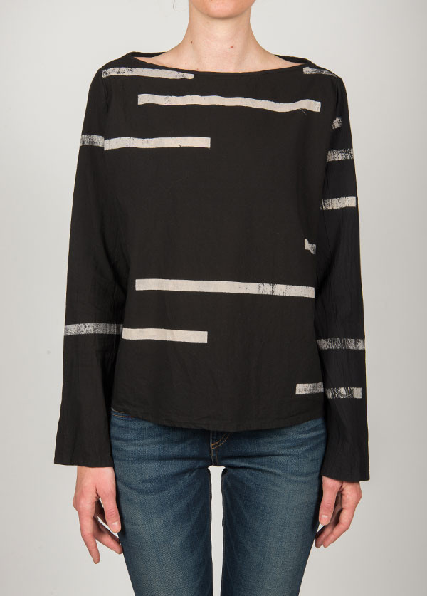 Uzi - Broken Stripe Long Sleeve Tee in Black Uzi - Broken Stripe Long Sleeve Tee in Black