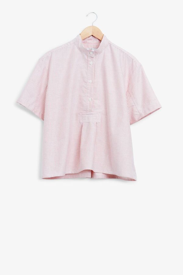 The Sleep Shirt Short Sleeve Cropped Sleep Shirt Red Oxford Stripe The Sleep Shirt Short Sleeve Cropped Sleep Shirt Red Oxford Stripe