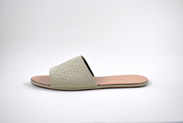 The Palatines Shoes Caelum Slide Sandal - Beige Hex Leather The Palatines Shoes Caelum Slide Sandal - Beige Hex Leather