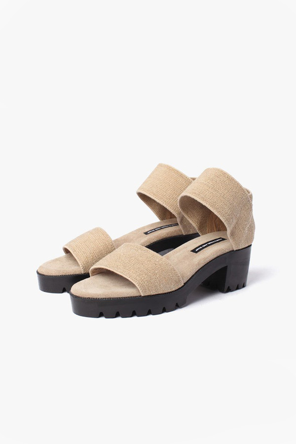 James Rowland Shop Elastic and Leather Dual Strap Sandal - Linen James Rowland Shop Elastic and Leather Dual Strap Sandal - Linen
