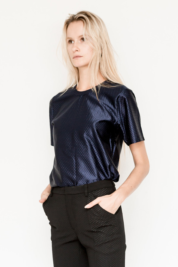 Area Embossed T-Shirt with Tie Area Embossed T-Shirt with Tie