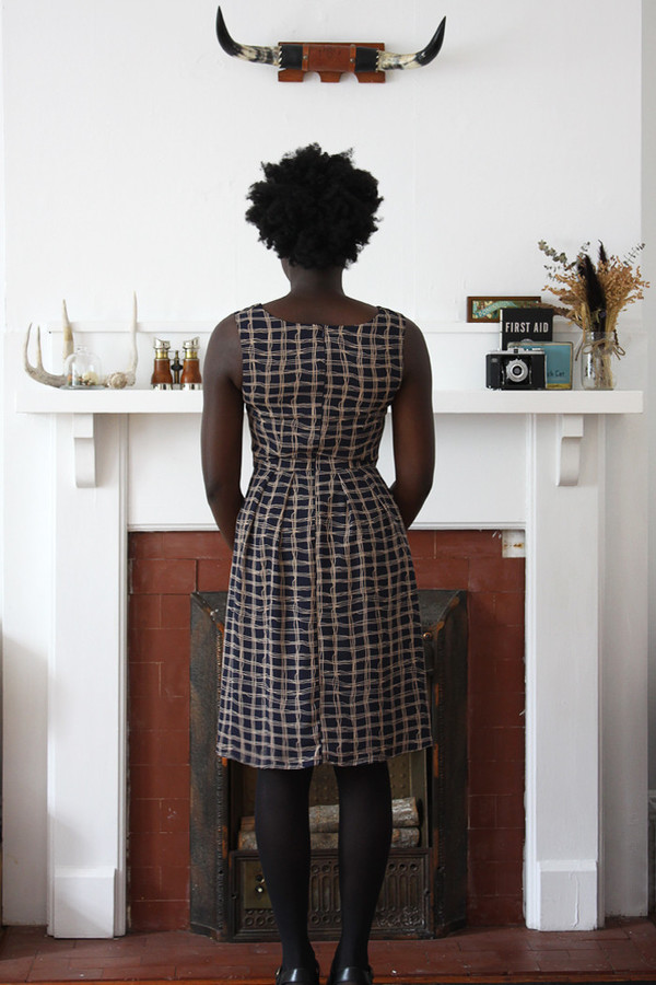 Birds of North America Huet Huet Dress (Navy Crosshatch) POP-UP SALE Birds of North America Huet Huet Dress (Navy Crosshatch) POP-UP SALE