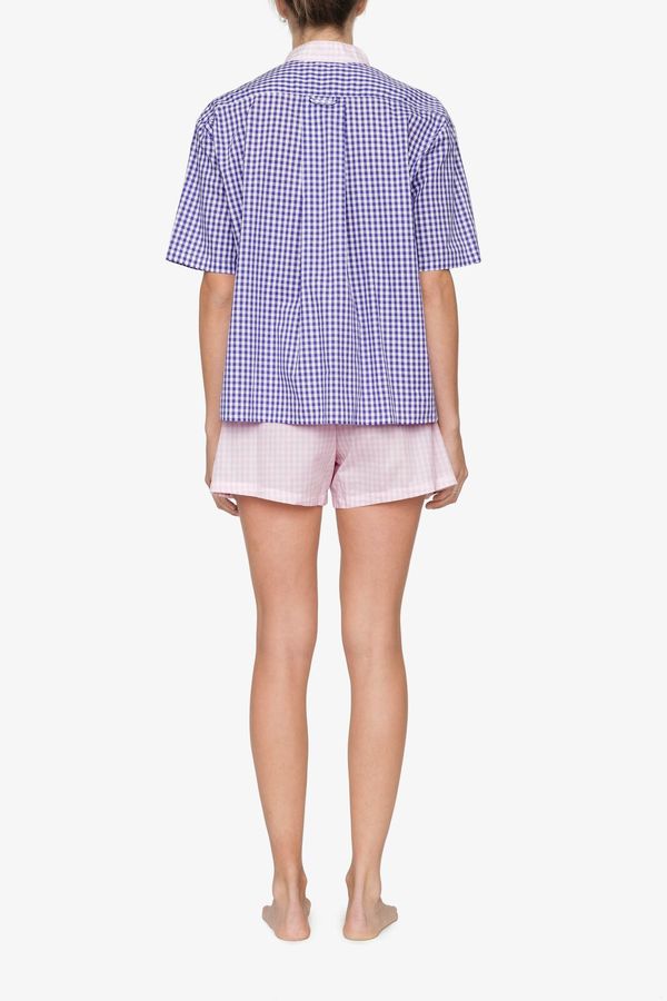 The Sleep Shirt Short Sleeve Cropped Sleep Shirt Grape Gingham The Sleep Shirt Short Sleeve Cropped Sleep Shirt Grape Gingham