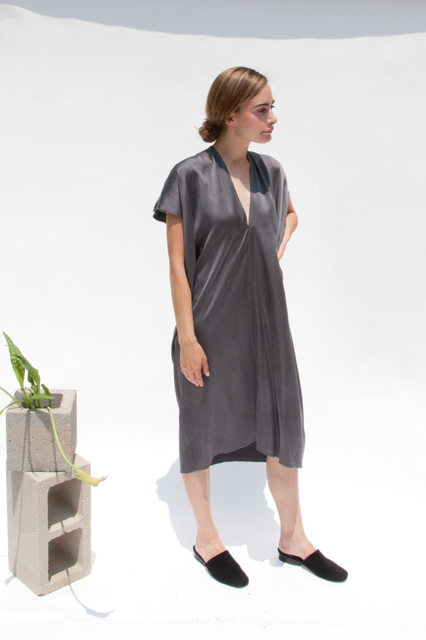 Miranda Bennett In-Stock: Everyday Dress, Silk Charmeuse in Slate Miranda Bennett In-Stock: Everyday Dress, Silk Charmeuse in Slate