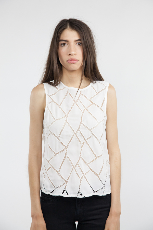 After Market Sheer Sleeveless Top - White After Market Sheer Sleeveless Top - White