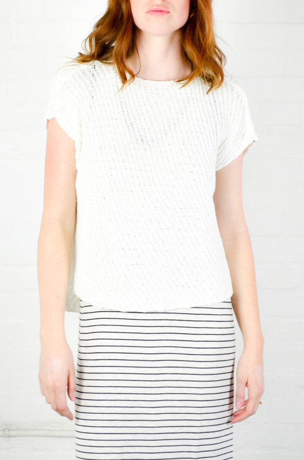 ATM Anthony Thomas Melillo ATM Ecru Diagonal Stitch Pullover top ATM Anthony Thomas Melillo ATM Ecru Diagonal Stitch Pullover top