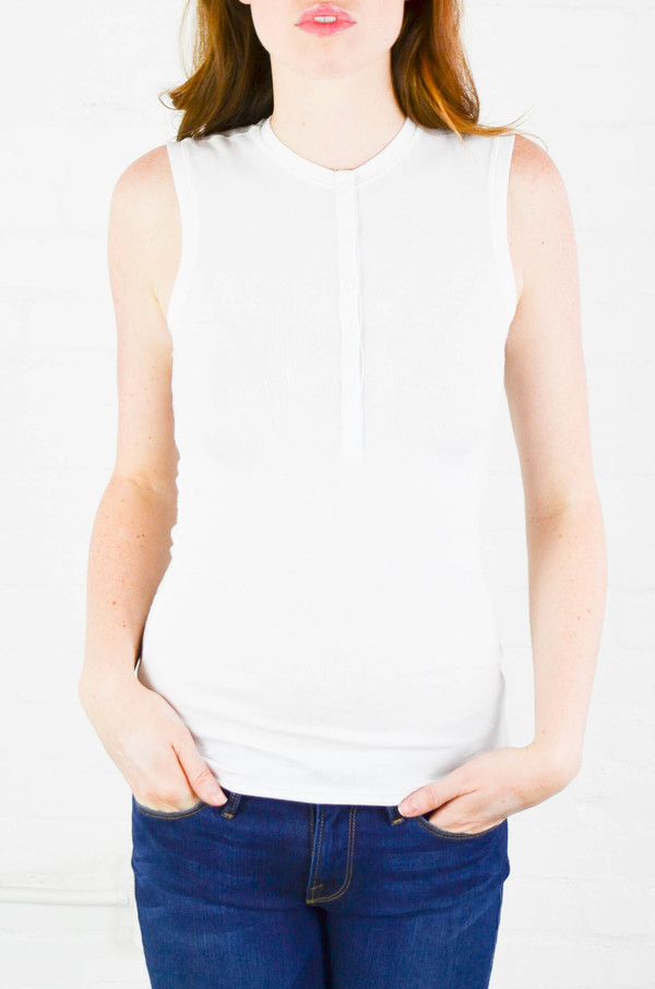 ATM Anthony Thomas Melillo ATM White Sleeveless Henley ATM Anthony Thomas Melillo ATM White Sleeveless Henley