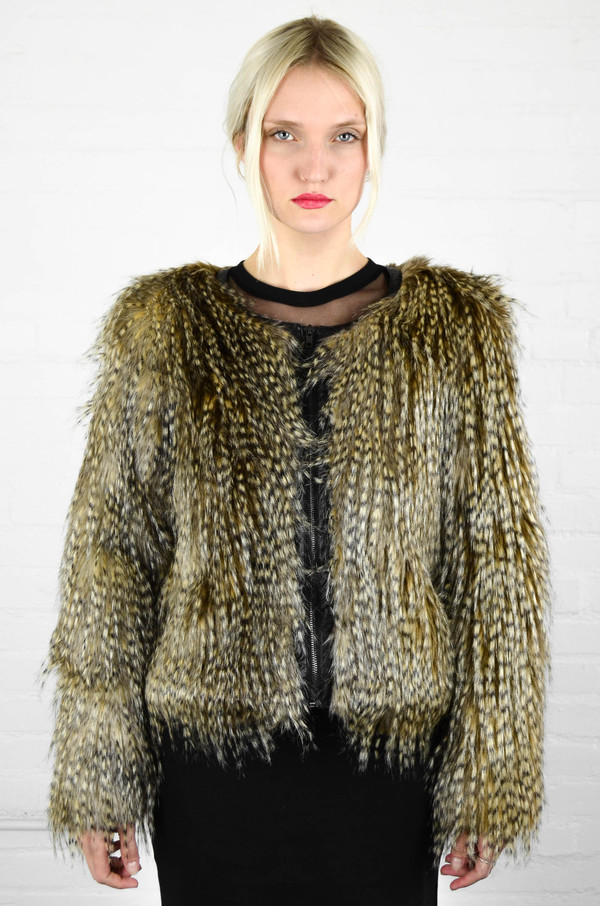 Capulet Faux Fur Jacket in Brown Peacock Capulet Faux Fur Jacket in Brown Peacock