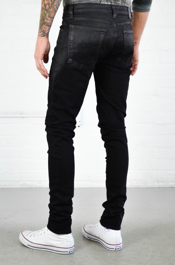 Men's Nudie Skinny Lin Shiny Black Men's Nudie Skinny Lin Shiny Black