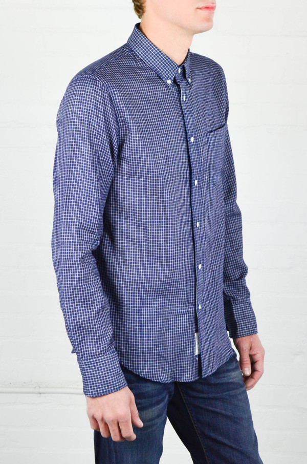 Men's Rag and Bone Indigo Check Yokohama Shirt Men's Rag and Bone Indigo Check Yokohama Shirt