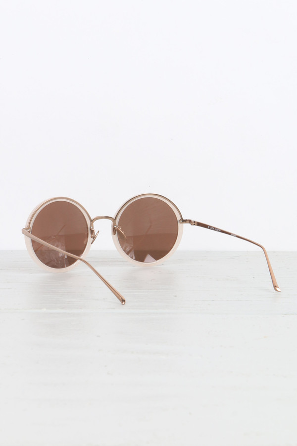 Linda Farrow Round Sunglasses in Milky Pink Linda Farrow Round Sunglasses in Milky Pink