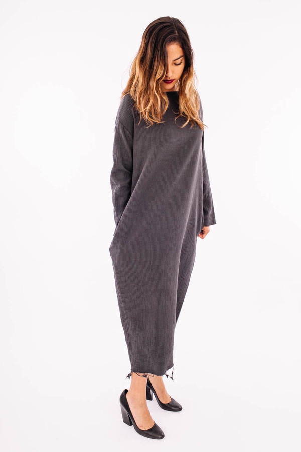 Black Crane Quilted Long Dress (Dark Shadow) Black Crane Quilted Long Dress (Dark Shadow)