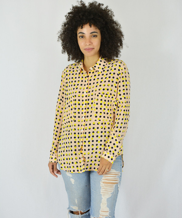 Dusen Dusen Peach Double Dot Collared Shirt Dusen Dusen Peach Double Dot Collared Shirt