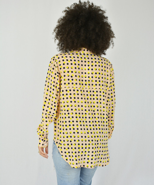 Dusen Dusen Peach Double Dot Collared Shirt Dusen Dusen Peach Double Dot Collared Shirt