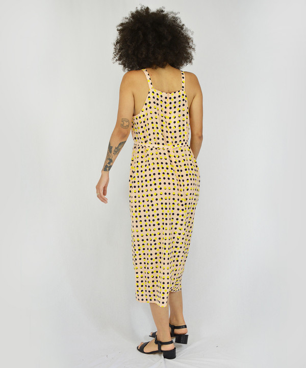 Dusen Dusen Peach Double Dot High Neck Dress Dusen Dusen Peach Double Dot High Neck Dress