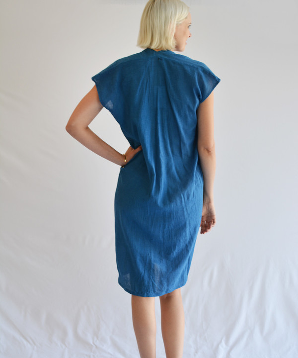 Miranda Bennett Indigo Gauze Everyday Dress Miranda Bennett Indigo Gauze Everyday Dress