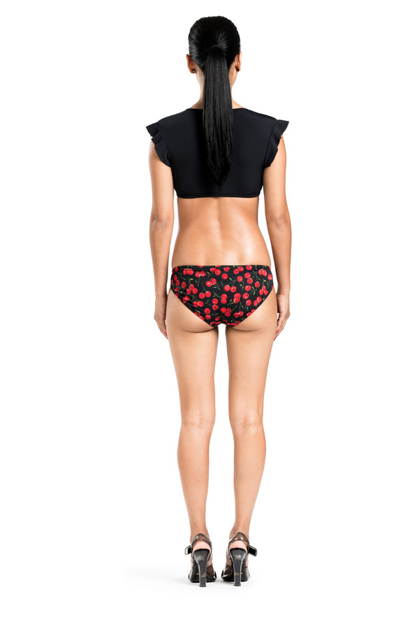 Beth Richards Sophia Top - Black V Front Top With Ruffle Detail On Shoulder Beth Richards Sophia Top - Black V Front Top With Ruffle Detail On Shoulder