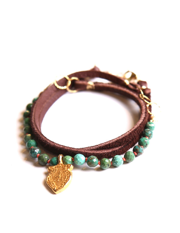 James and Jezebelle Turquoise on Leather Cord with Charm James and Jezebelle Turquoise on Leather Cord with Charm