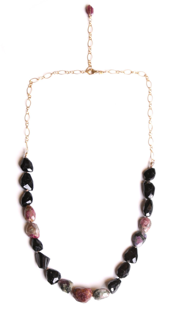 James and Jezebelle Rough Purple & Black Tourmaline Necklace James and Jezebelle Rough Purple & Black Tourmaline Necklace