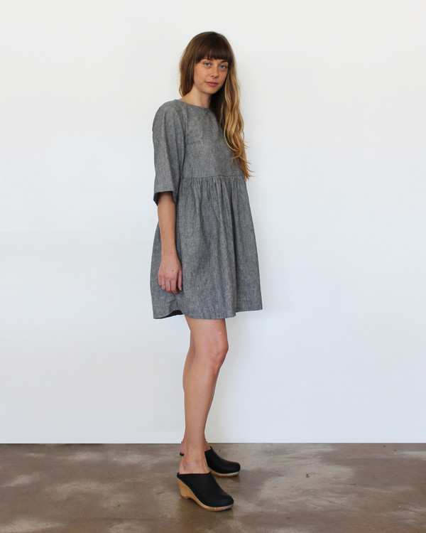 Esby Willow Babydoll Dress - Grey Stripe Esby Willow Babydoll Dress - Grey Stripe
