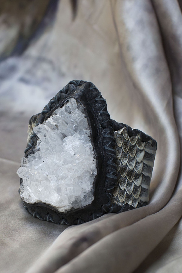 Phoenix Two Moons Cuff: Quartz Snakeskin Phoenix Two Moons Cuff: Quartz Snakeskin
