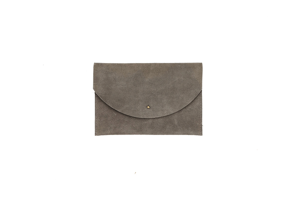 Primecut GREY LEATHER ENVELOPE CLUTCH Primecut GREY LEATHER ENVELOPE CLUTCH