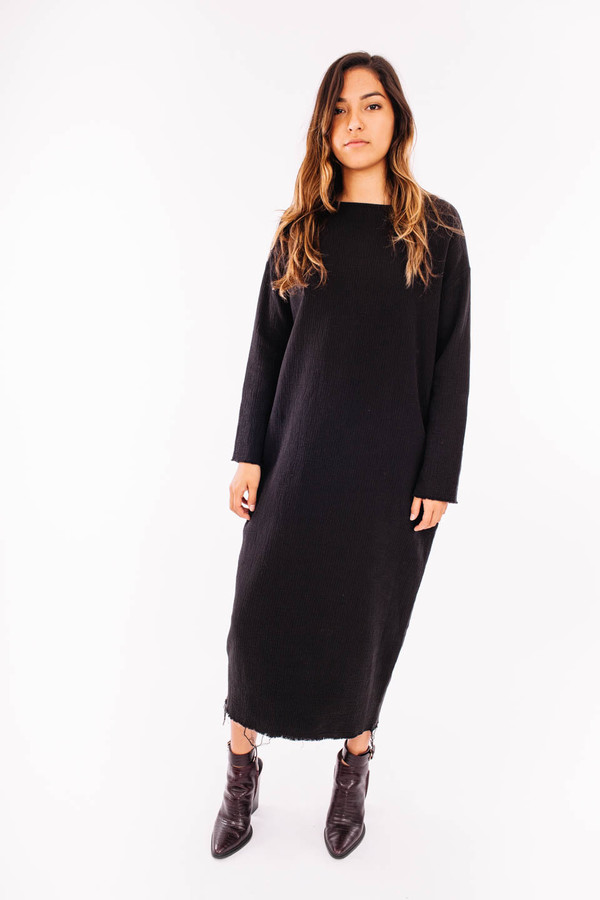 Black Crane Quilted Long Dress (Black) Black Crane Quilted Long Dress (Black)