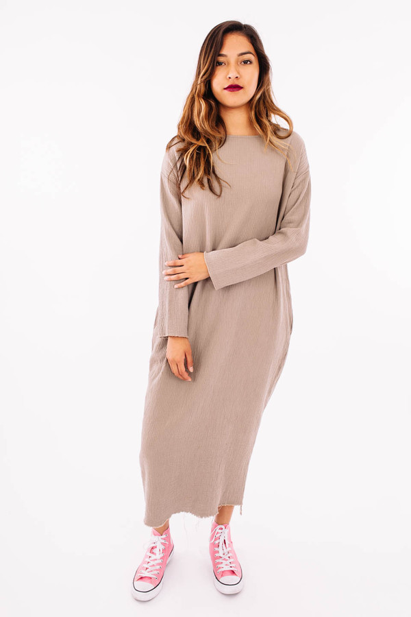 Black Crane Quilted Long Dress (Cement) Black Crane Quilted Long Dress (Cement)