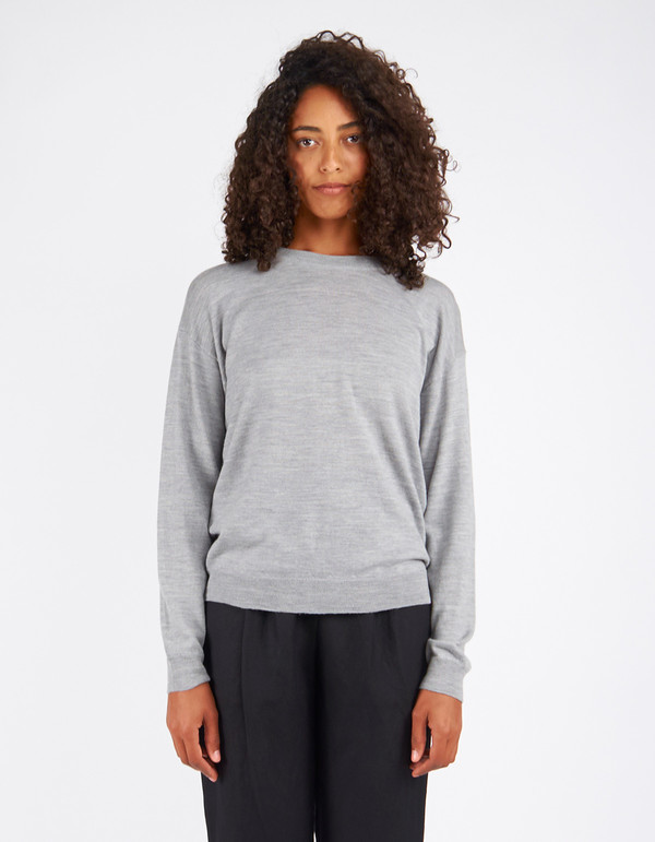 Filippa K Merino R-Neck Pullover Light Grey Melange Filippa K Merino R-Neck Pullover Light Grey Melange