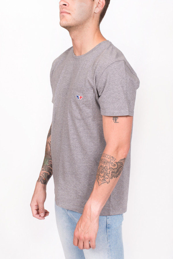 Men's Maison Kitsune Tricolor Fox Patch Tee Men's Maison Kitsune Tricolor Fox Patch Tee