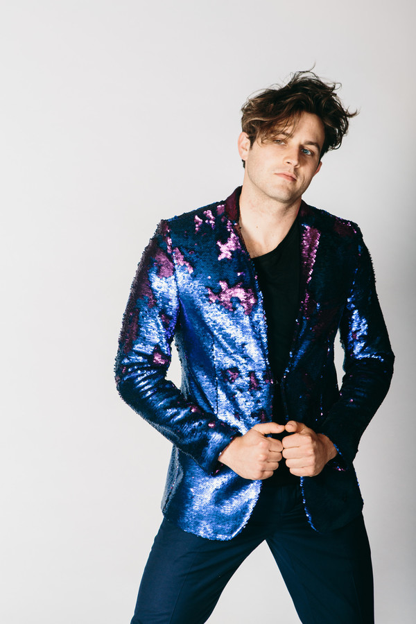 Men's Any Old Iron Blue/Purple Sequin Jacket Men's Any Old Iron Blue/Purple Sequin Jacket