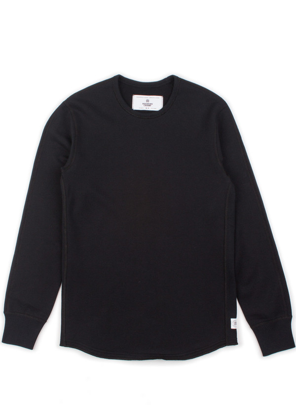 Reigning Champ Knit Midweight Terry Scalloped LS Crewneck Black Reigning Champ Knit Midweight Terry Scalloped LS Crewneck Black
