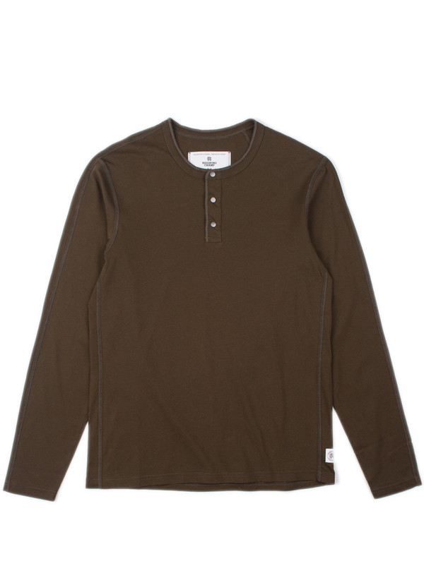 Reigning Champ Knit Ringspun Jersey Long Sleeve Henley Olive Reigning Champ Knit Ringspun Jersey Long Sleeve Henley Olive
