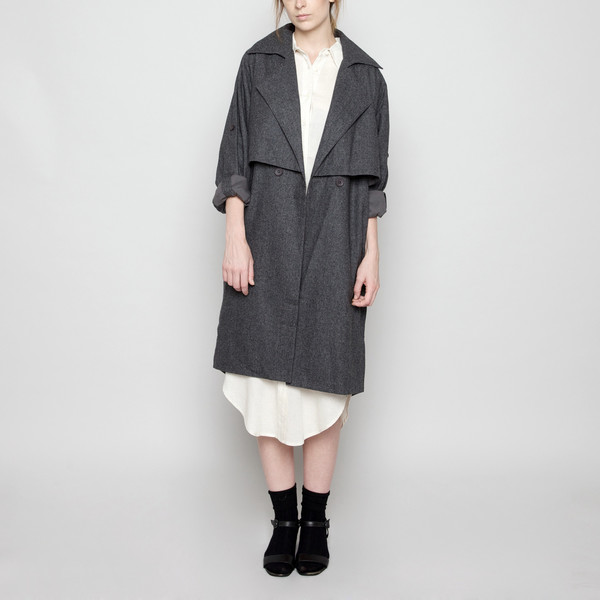 7115 by Szeki Wool Trench Coat - Gray FW16 7115 by Szeki Wool Trench Coat - Gray FW16