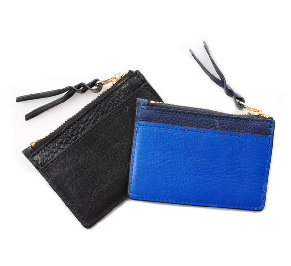 Lotuff Leather Black and Electric Blue Card Case Wallet Lotuff Leather Black and Electric Blue Card Case Wallet