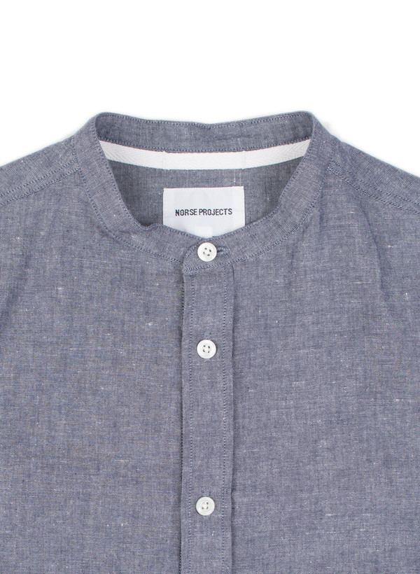 Men's Norse Projects Benno Grandad Slub LS Indigo Men's Norse Projects Benno Grandad Slub LS Indigo