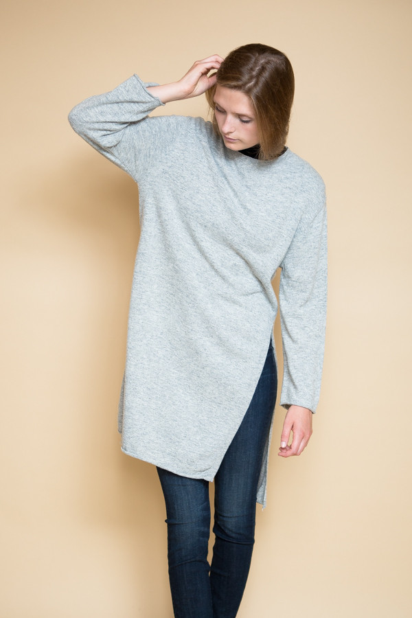 Achro Side Slit Long Sweater / Heather Gray Achro Side Slit Long Sweater / Heather Gray