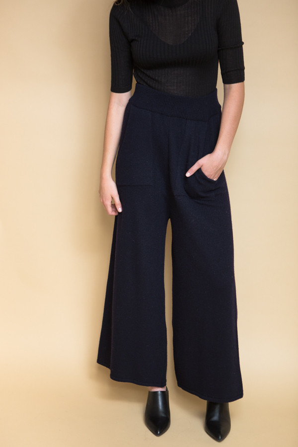 Achro Wide Leg Knit Pants - Navy Achro Wide Leg Knit Pants - Navy