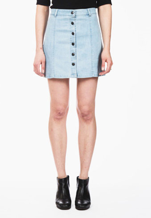 Courtshop "Eileen" A-Line Button Front Mini Denim skirt Courtshop "Eileen" A-Line Button Front Mini Denim skirt