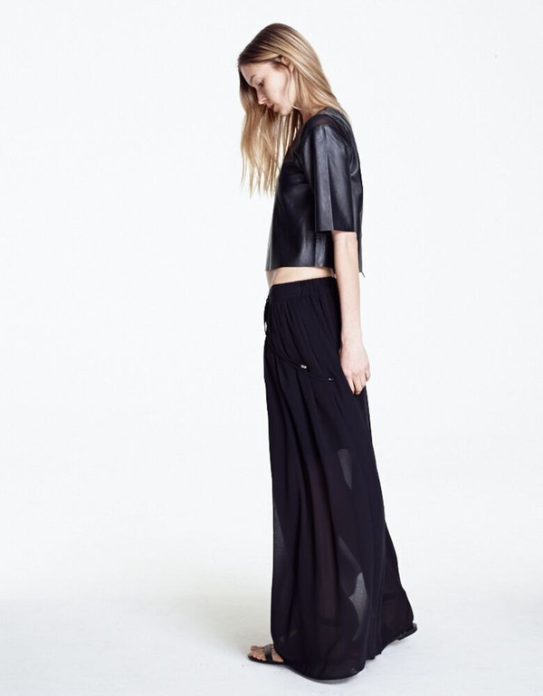 MORGAN CARPER OPPIA BLACK LONG SKIRT MORGAN CARPER OPPIA BLACK LONG SKIRT