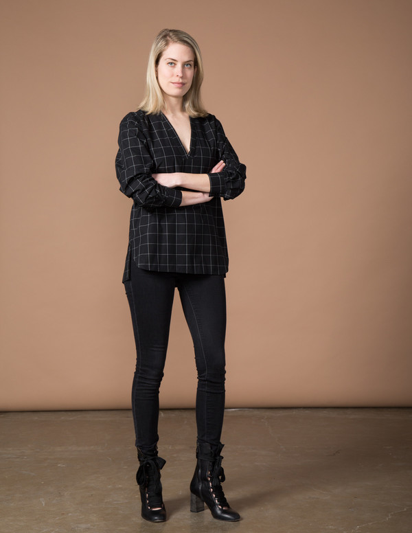 SBJ Austin Carroll Top - Black with White Window Pane SBJ Austin Carroll Top - Black with White Window Pane