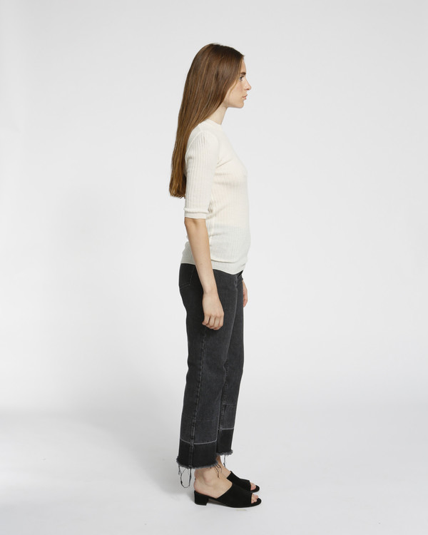 Achro Short Sleeved Ribbed Sweater in Ivory Achro Short Sleeved Ribbed Sweater in Ivory