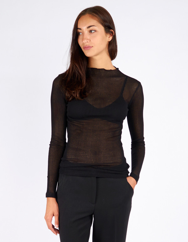 Just Female Ane Neck T-Shirt Black Just Female Ane Neck T-Shirt Black