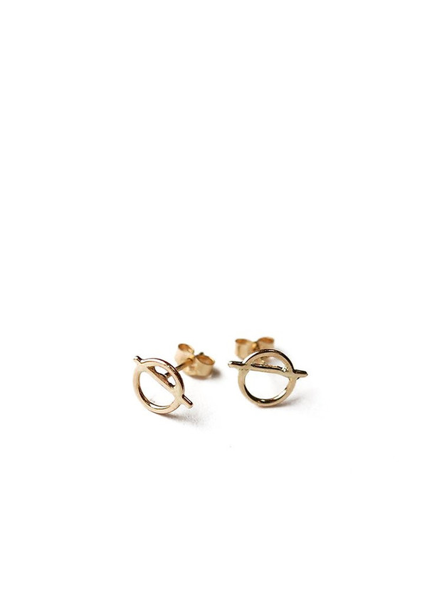 Tiro Tiro Circle/Slash Studs 14K Gold Tiro Tiro Circle/Slash Studs 14K Gold