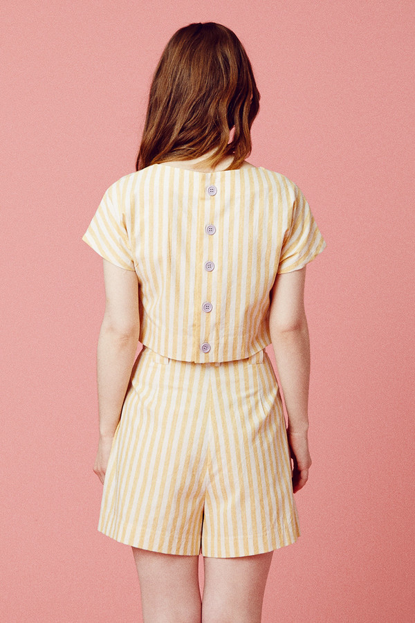 Samantha Pleet Perspective Shorts - Yellow Stripe Samantha Pleet Perspective Shorts - Yellow Stripe