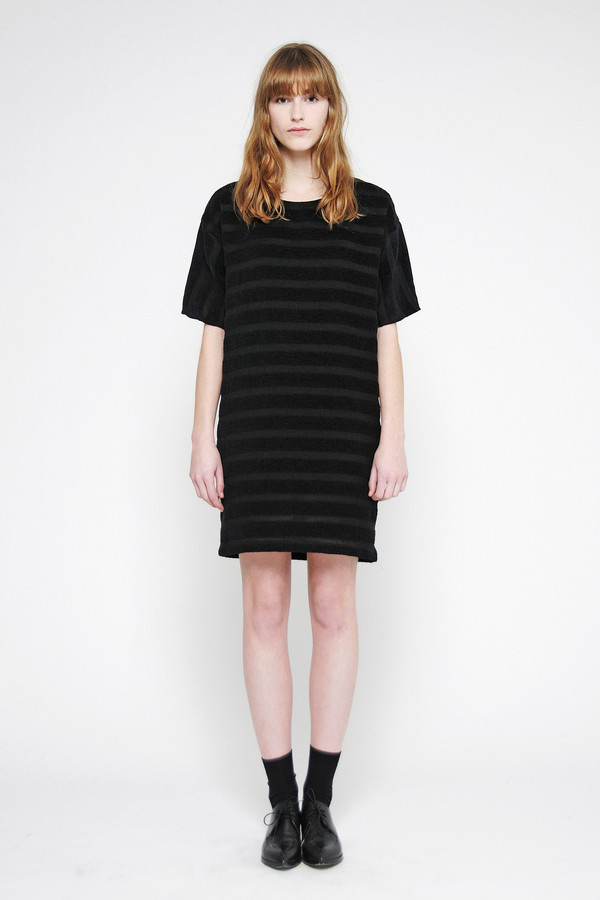 Diarte "Arenal" Textured Stripe Crew Neck Dress Diarte "Arenal" Textured Stripe Crew Neck Dress