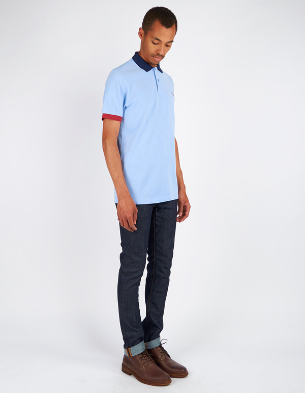 Men's Fred Perry Colour Block Pique Shirt Light Smoke Oxford Men's Fred Perry Colour Block Pique Shirt Light Smoke Oxford