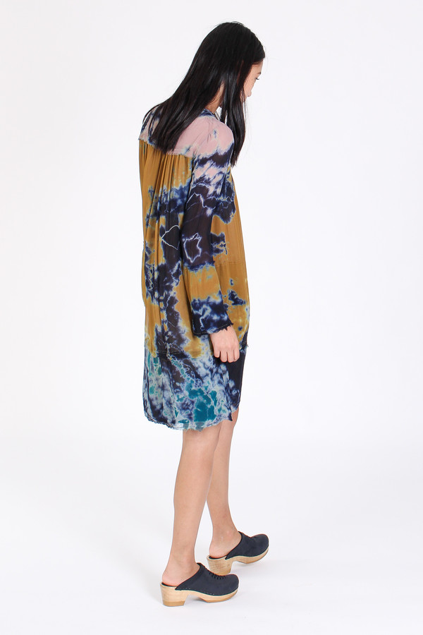 Raquel Allegra Bell sleeve vintage dress in multi Raquel Allegra Bell sleeve vintage dress in multi