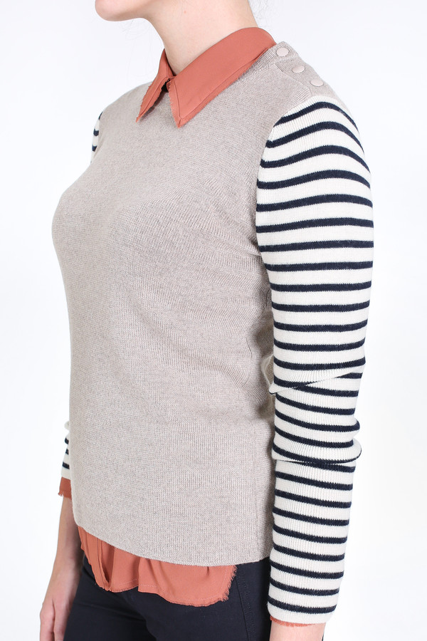 Chinti and Parker Breton sleeve sweater in oatmeal Chinti and Parker Breton sleeve sweater in oatmeal
